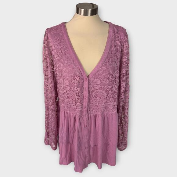 Super Soft Knit by Torrid Womens Size 3 Pink V Neck Peplum - Picture 1 of 9